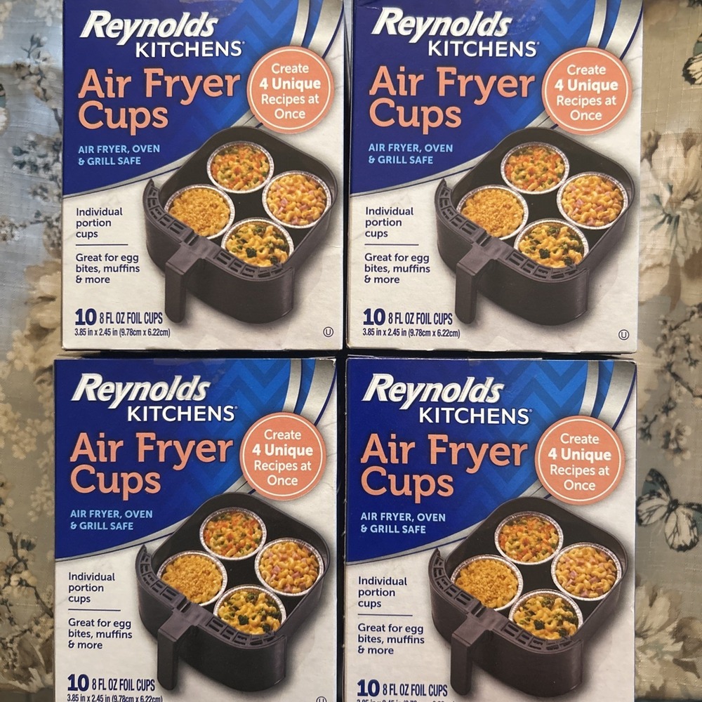 Lot of 4 Reynolds Kitchens Air Fryer Cups, 10/per box~8fl oz Foil cups. New